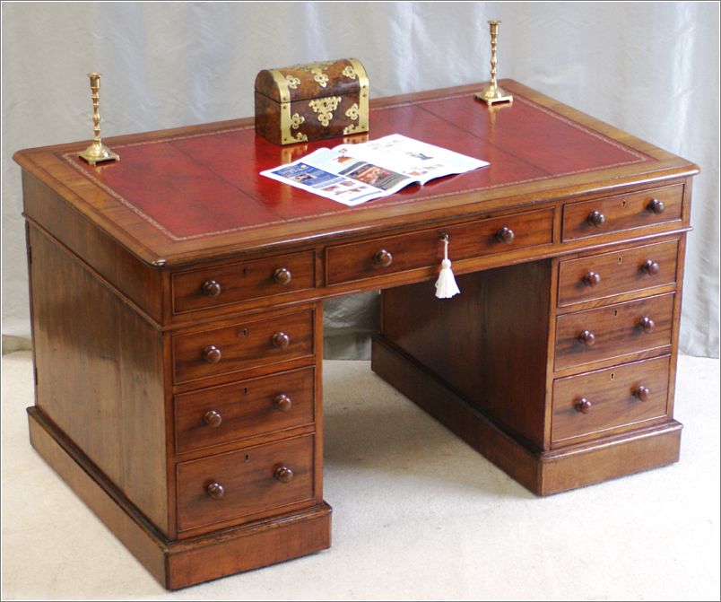 1027 Small Antique Mahogany Partners Desk (1)
